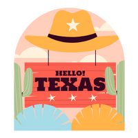 Cowboy hat with the text "Hello Texas!"